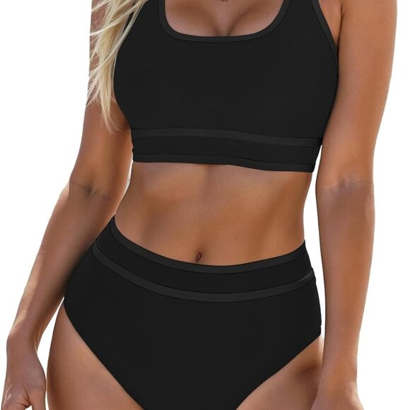 Women's High Waist Color Block Bikini Sets - Size L - Picture 1 of 6